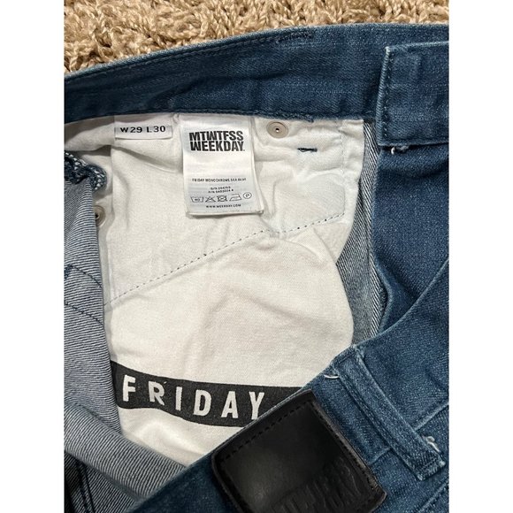 MTWTFSS Weekday Friday Men's Blue Slim Fit Stretch Denim Jean   Size W29 L30 - Picture 6 of 6
